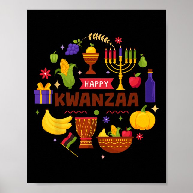 Póster Feliz Kwanzaa Siete Principios De Kwanzaa Kinara M (Frente)