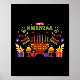 Póster Feliz Kwanzaa Siete Principios De Kwanzaa Kinara M
