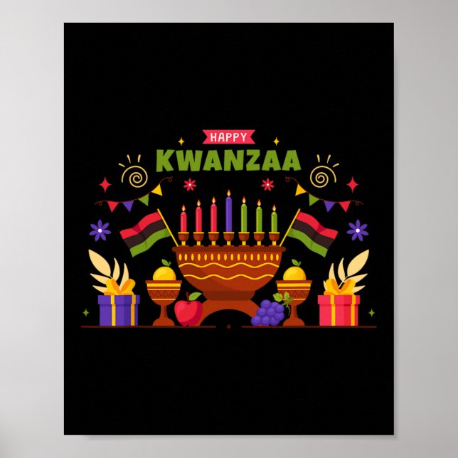 Póster Feliz Kwanzaa Siete Principios De Kwanzaa Kinara M (Frente)