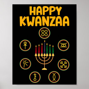 Póster Feliz Kwanzaa Siete Principios De Kwanzaa Kinara M