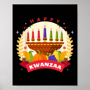 Póster Feliz Kwanzaa Siete Principios De Kwanzaa Kinara M