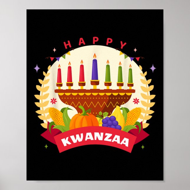 Póster Feliz Kwanzaa Siete Principios De Kwanzaa Kinara M (Frente)