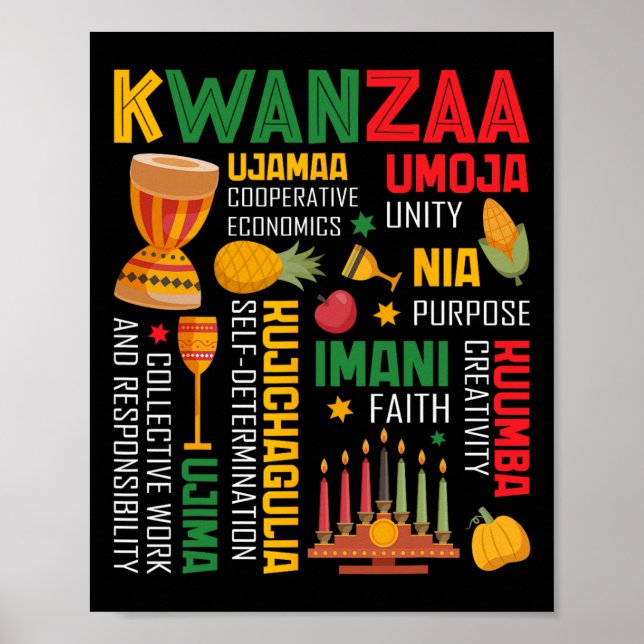 Póster Feliz Kwanzaa Siete Principios De Los Hombres Kwan (Frente)