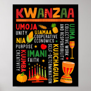 Póster Feliz Kwanzaa Siete Principios De Los Hombres Kwan