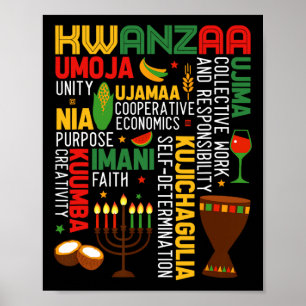 Póster Feliz Kwanzaa Siete Principios De Los Hombres Kwan