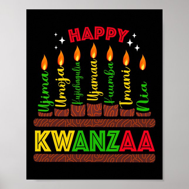 Póster Feliz Kwanzaa Siete Principios De Los Hombres Kwan (Frente)