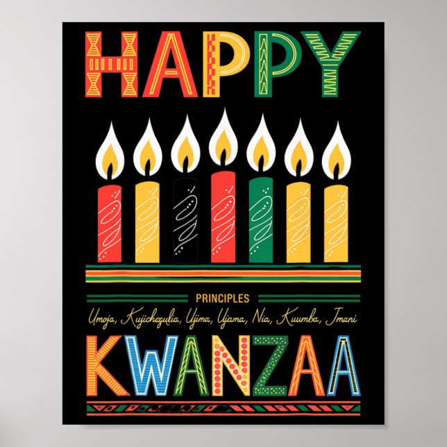 Póster Feliz Kwanzaa Siete Principios De Los Hombres Kwan (Frente)
