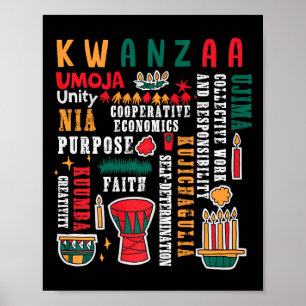 Póster Feliz Kwanzaa Siete Principios De Los Hombres Kwan