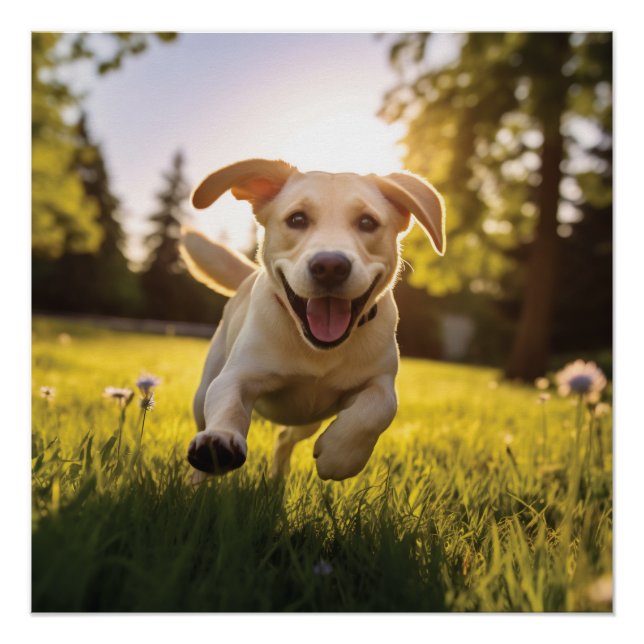 Póster Felíz Labrador Corriendo (Anverso)