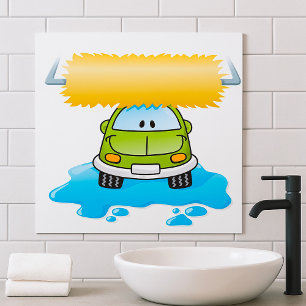 Póster Feliz lavado de coches