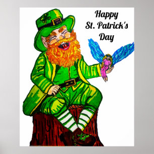 PÓSTER FELIZ LEPRECHAUN Y AMIGO JUSTO