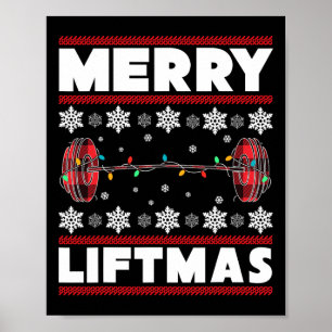 Póster Feliz Levantamiento de Navidad Divertido Entrenami