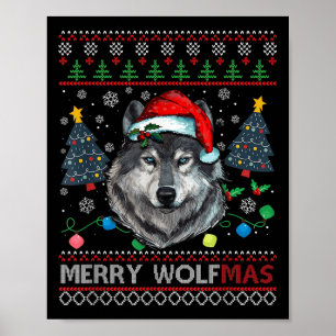 Póster Feliz Lupan Navidad Feliz Navidad Lobo Jersey Feo