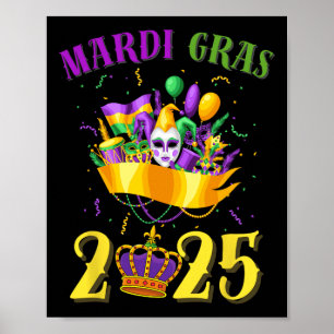 Póster Feliz Mardi Gras 2025 Carnaval de té Mardi Gras 20