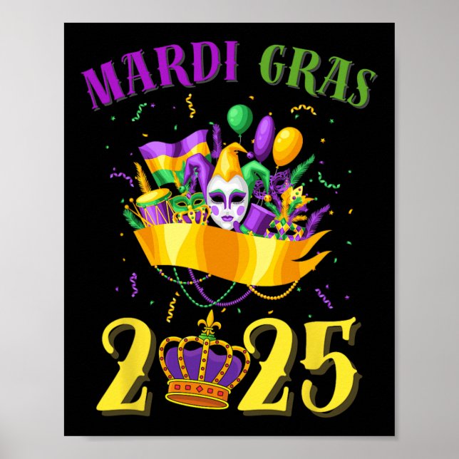 Póster Feliz Mardi Gras 2025 Carnaval de té Mardi Gras 20 (Frente)
