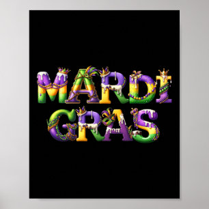 Póster Feliz Mardi Gras 2025 New Orleans Fleur De Lis Mas