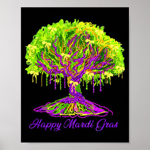 Póster Feliz Mardi Gras 2026 Coquette Tree Beads Festival