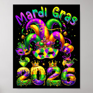 Póster Feliz martes de carnaval 2026 sombrero de bufón ho