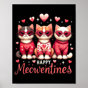 Póster Feliz Meowentines Divertidos Gatitos Amor De San V