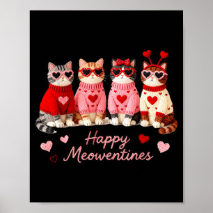 Póster Feliz Meowentines Gatito Lindo San Valentín Amor C