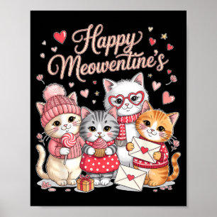 Póster Feliz Meowentines Lindo Día de San Valentín Amante