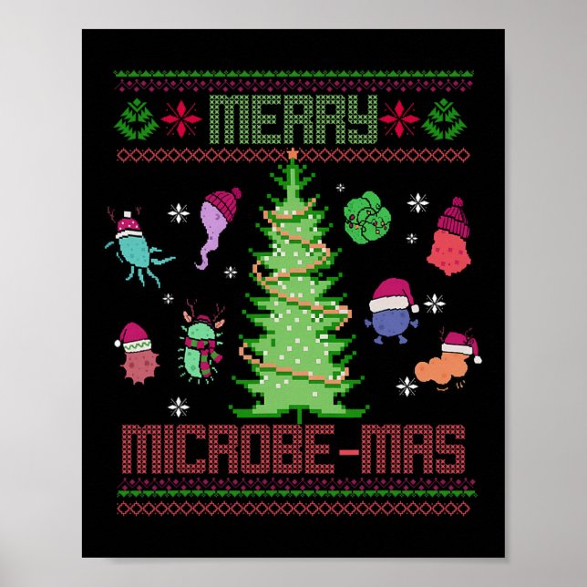 Póster Feliz Microbio-navidad Científicos de Microbiologí (Frente)