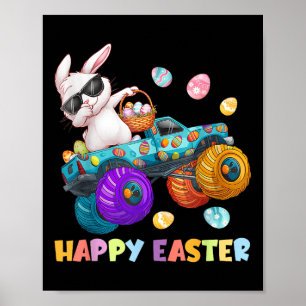 Póster Feliz Monstruo de Pascua Camión Pascua Niños Peque