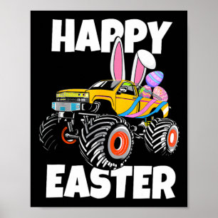Póster Feliz Monstruo de Pascua Camión Pascua Niños Peque