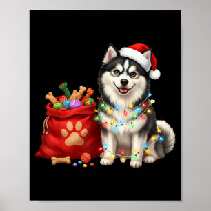Póster Feliz Msky Luces de Navidad Perro Mamá Msky