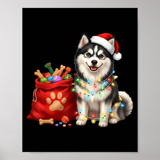 Póster Feliz Msky Luces de Navidad Perro Mamá Msky (Frente)