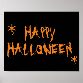 Póster Feliz naranja de Halloween miedo negro