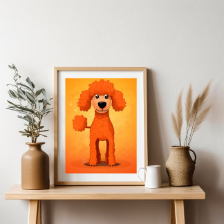 Póster Feliz Naranja Poodle Dog