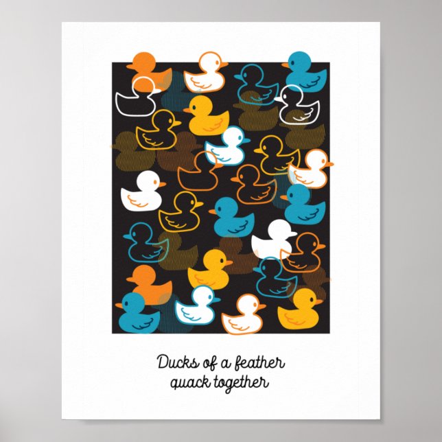 Póster Feliz Natación de un patrón de remo de patines (Frente)