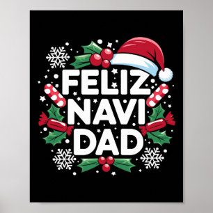 Póster Feliz Navi Chiste de Papá Familia Navidad Padre Pi