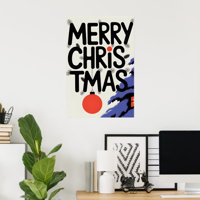 Póster Feliz Navidad (Oficina en casa)
