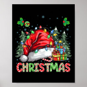 Póster Feliz Navidad 2024 Santa Hat Familia Paj
