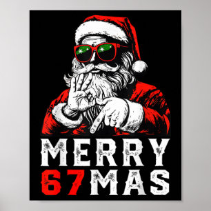 Póster Feliz Navidad 6 7 Meme Divertido Santa 67 Mano Xma