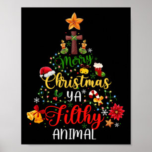 Póster Feliz Navidad a los animales fieles ya divertida f