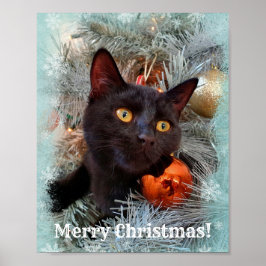 Póster Feliz Navidad a los gatos negros
