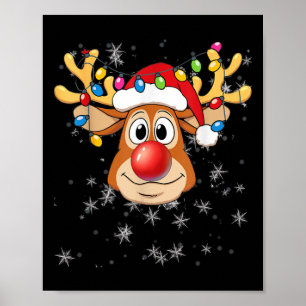 Póster Feliz Navidad a los renos Nochebuena Santa Claus H