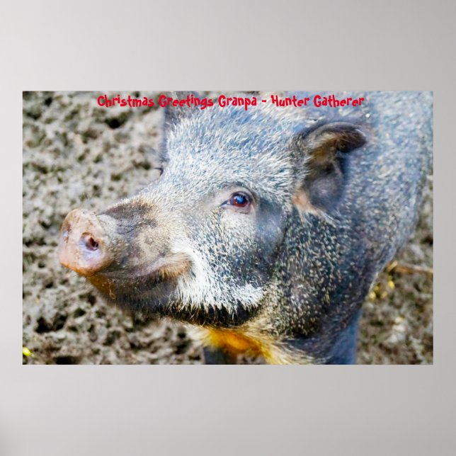Póster Feliz Navidad Abuelo Cazador Recolector (Frente)