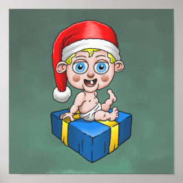 Póster Feliz Navidad al joven Santa