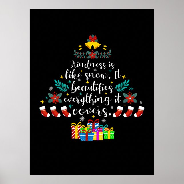 Póster Feliz Navidad Amabilidad Como Nieve (Frente)