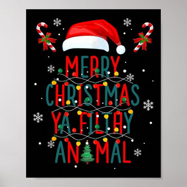 Póster Feliz Navidad Animal Filthy Ya Xmas Familia Pajam (Frente)