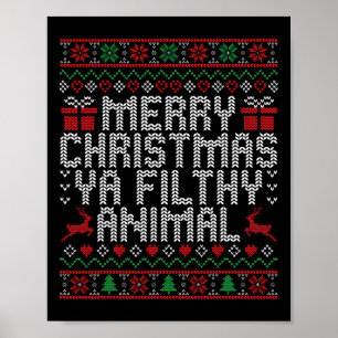 Póster Feliz Navidad Animal Filthy Ya Xmas Familia Pajam