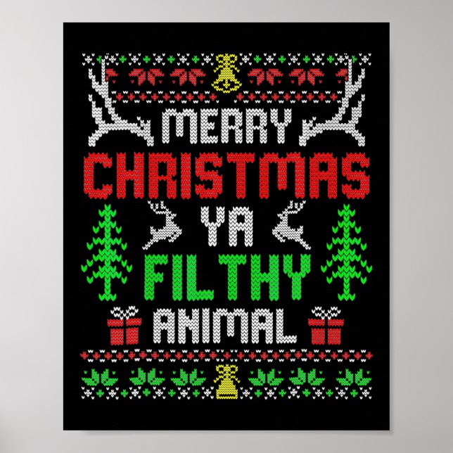 Póster Feliz Navidad Animal Filthy Ya Xmas Pajama 2 (Frente)
