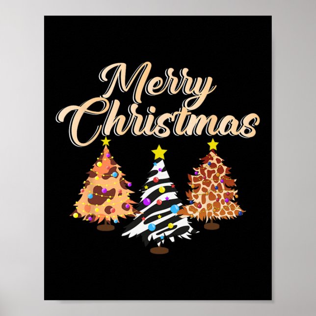 Póster Feliz Navidad Animal Imprimir árbol Safari de la v (Frente)