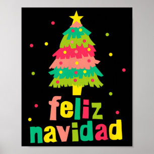Póster Feliz Navidad Árbol de Navidad Colorido Navidad Es
