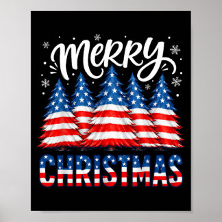 Póster Feliz Navidad Árboles Bandera Americana Hombres In