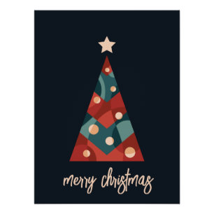 Póster Feliz Navidad arte estacional navideño árbol de Na